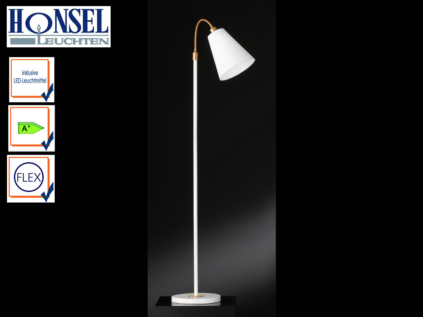 Stehleuchte Leseleuchte Wohnraum Honsel Design Stehlampe Flex Stoffschirm grau