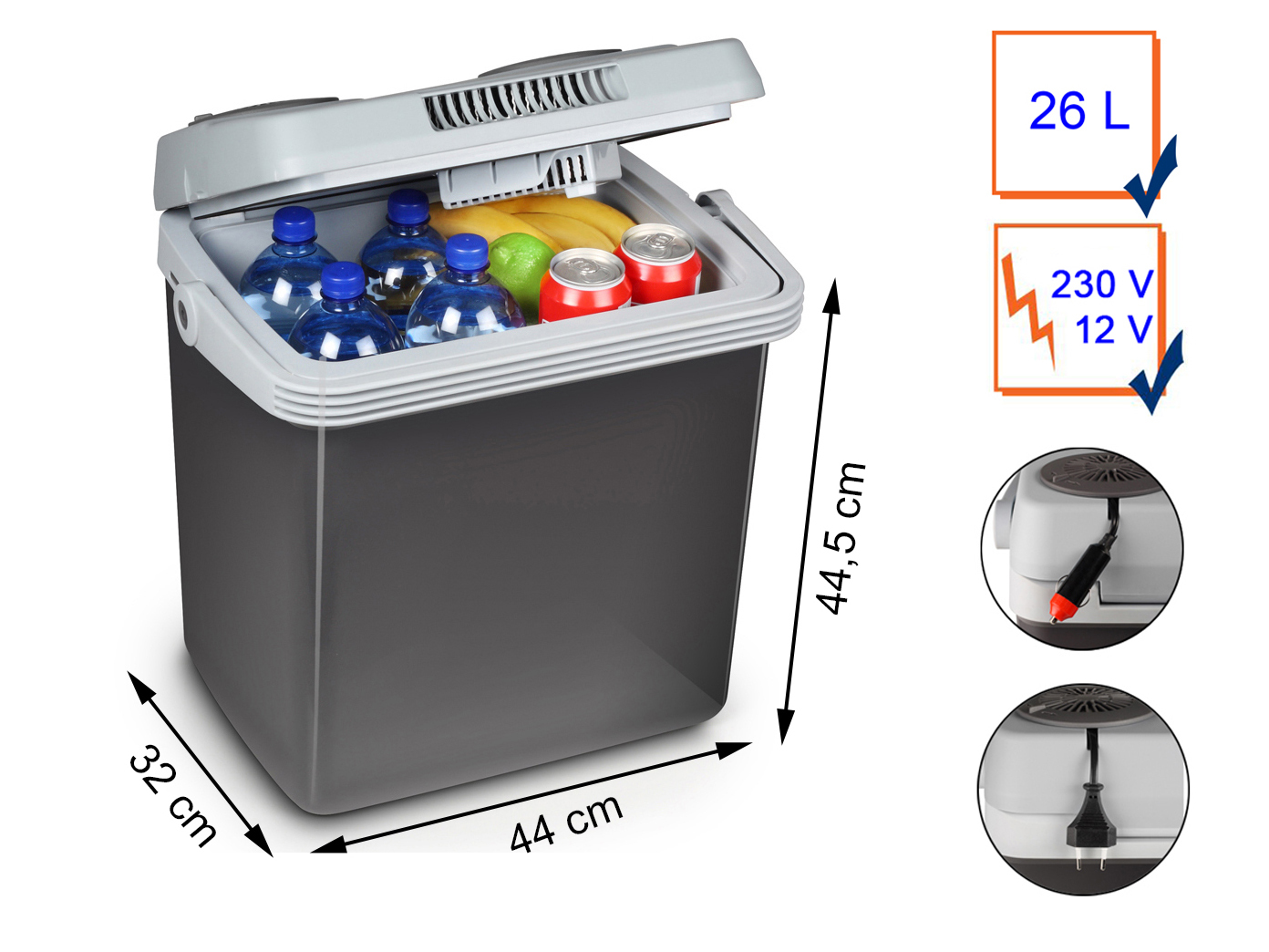 Thermo Electric Cool Boxes 12V/230V for Car Camping with Power for