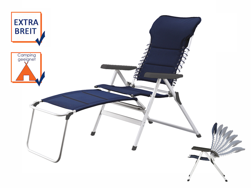 XXL Alu Campingstuhl gepolstert leicht klappbar mit Fußablage Fußteil