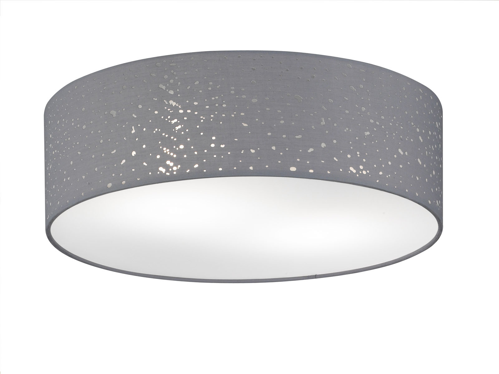 LED Deckenleuchte Ø 40cm Stoffschirm grau mit Dekor, Deckenlampe ... LED Deckenleuchte Ø 40cm Stoffschirm grau mit Dekor, Deckenlampe ...