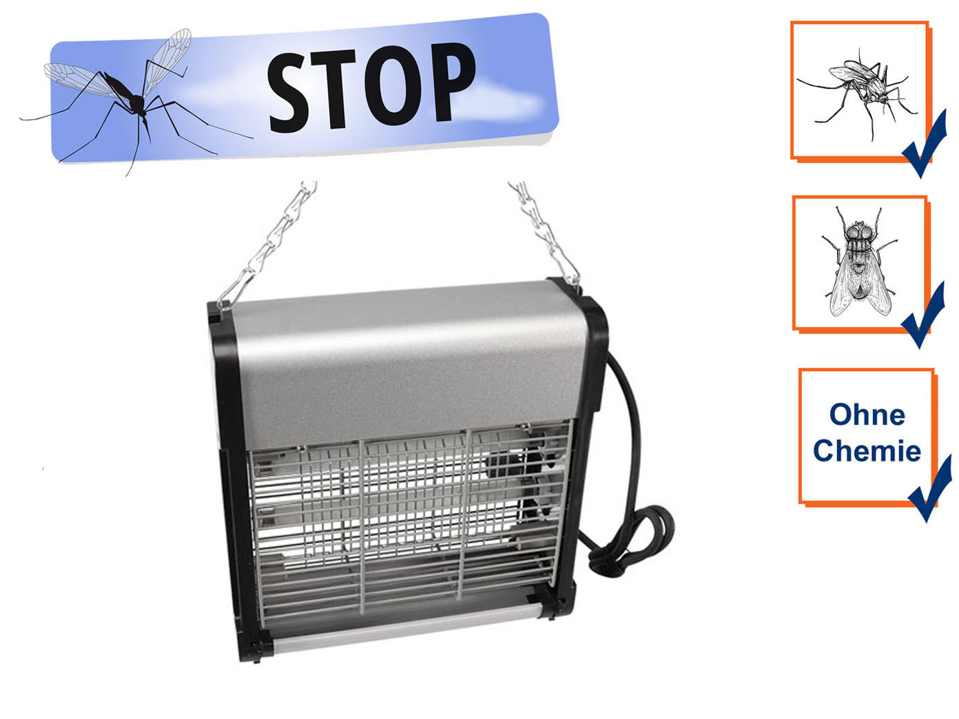 Insektenvernichter Wandmontage Freistehend Elektrisch Mückenlampe Insektenfalle 