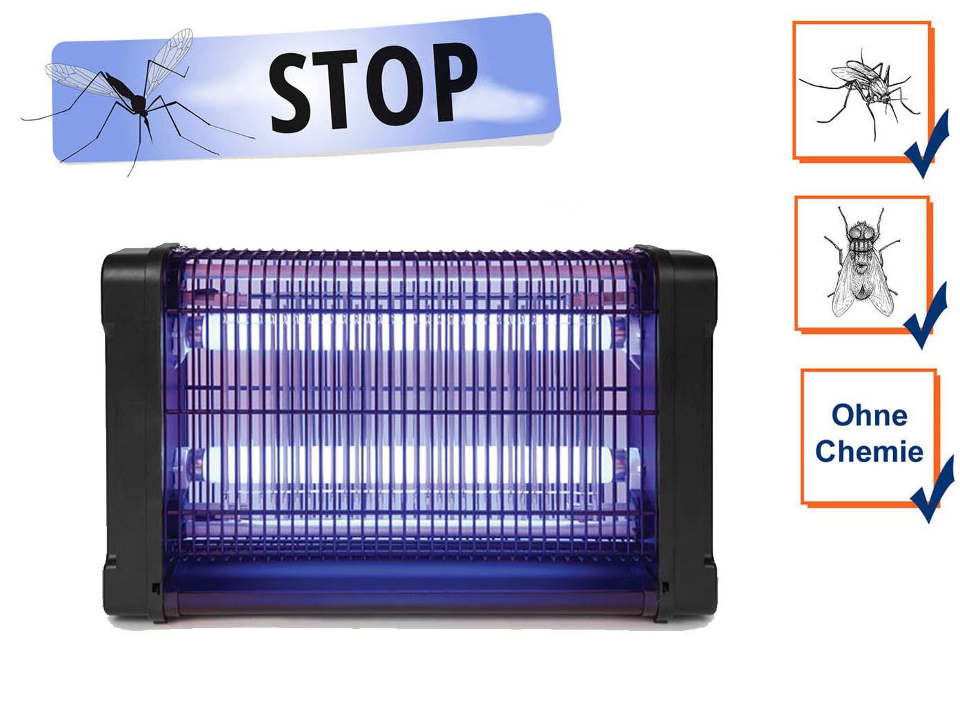 Mückenbekämpfung Stechmücken Abwehr Insektenvernichtung Elektro Fliegenlampe 