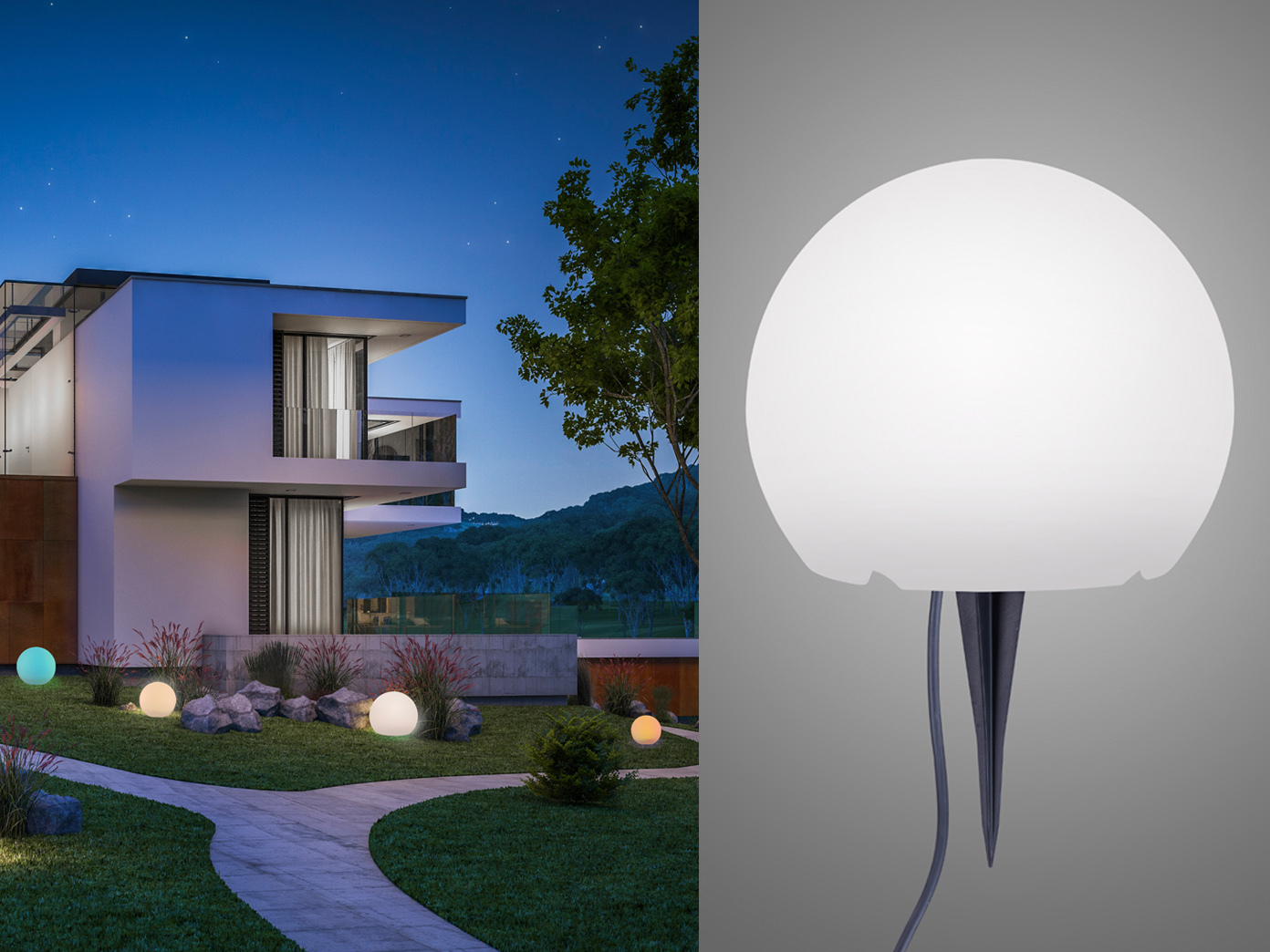 KUGELLEUCHTEN GARTENKUGEL BELEUCHTET App gesteuerte LED Lampen mit